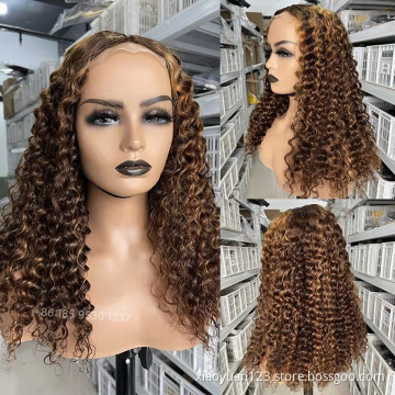 New Hot Sale11A Single Drawn Deep HD Transparent Swiss Lace P4/27 Color Human Hair Wigs Unprocessed Raw indian Hair Closure Wigs